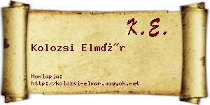 Kolozsi Elmár névjegykártya